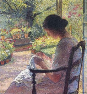 A Woman Sewing by Henri Martin. 